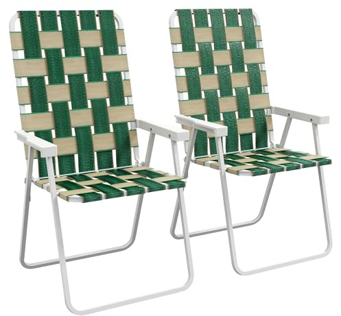 Outsunny Set of 2 Patio Folding Chairs, Classic Outdoor Camping Chairs, Portable Lawn Chair Set for Camping, Garden, Pool, Beach, Backyard with Armrests, Green
