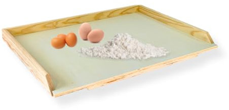 Spianatoia Tavoliere, Asse Pasta Legno Pioppo, Stendipasta con Bordi Laterali, Gradino Anti Scivolo, Made in Italy (80x50)