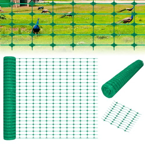 ACXIN stängsel 1 x 50 m, skyddsnät, maskstorlek 75 x 35 mm (L x H) stängsel, fjäderfänät, begränsningsstaket, hundstaket, varningsnät för trädgård, byggplats, bondgård, utan klämning, grön, 1 rulle