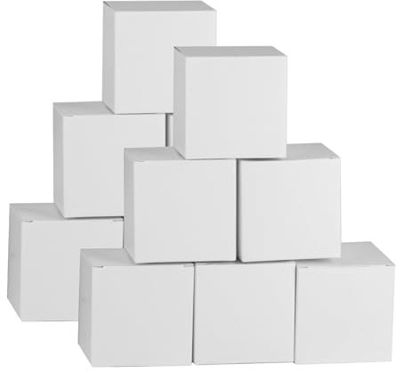 12 Stück Geschenkbox Kleine Geschenkboxen Weiß, 10x10x10 cm Weiße Papier Karton Geschenkschachteln mit Deckel für Geschenke, Partys, Geburtstag, Hochzeit, Kommunion, Halskette, Ohrring, Süßigkeiten