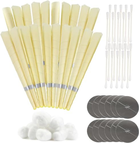 OYACH 20 Stück Ohrkerzen Ohrenkerzen zur reinigung (ohne duft), Ungiftige Natürliche Bienenwachs Ohrenkerzen Ohrkerze mit Filter Ohrenschutz Zum Entspannen für Frau,Männer (20 Stück,10 Schutzscheiben)