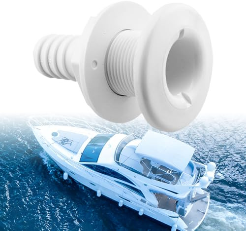mizikuu Pasacascos Barco, Conector Pasacascos 1-1/2 Zoll 38mm Accesorio De Casco Recto Marino De Plástico Válvula De Plomería Manguera a Través Del Conector De Drenaje Para Barcos, Yates, Blanco