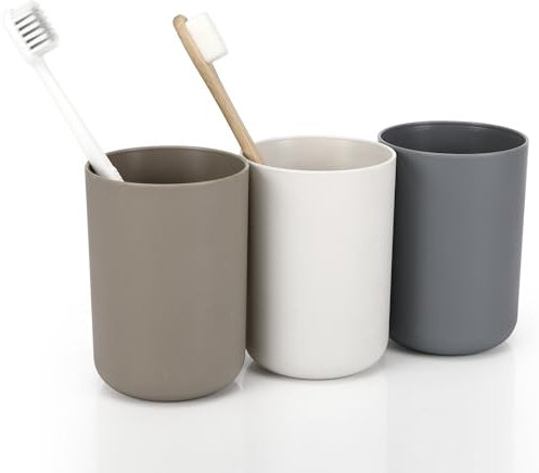 Farerkass Zahnbürstenbecher, 3 Stück 300ML Zahnputzbecher, Toothbrush Holder, Zahnbürsten Becher für Zahnbürste und Zahnpasta aus Kunststoff in Lebensmittelqualität Einfacher Stil, Zahnbürstenhalter