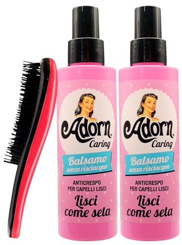 Balsamo Spray LISCI COME SETA, Senza Risciacquo, Anticrespo, Per Capelli Lisci 150ml + Spazzola Per Capelli (Colorazione Assortita) (2 Flaconi+Spazzola)