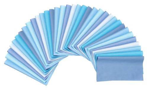 PATIKIL Bomullstygpaket, 35 st 10 x 10 cm feta kvartal enfärgade förskurna tygrutor för sömnad lappverk quiltning gör-det-själv-hantverk, blå