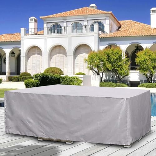 UUPAUO Copertura Tavolo Esterno Impermeabile, 165x110x80cm Panno 420D Oxford Impermeabile Copertura Per Mobili da Giardino Tavoli e Sedie da Cortile Raggi UV Resistente allo Strappo