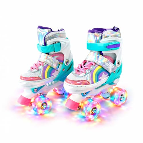 Patines Infantiles 4 Ruedas Glitter ataa Talla XS 27-30 con Ruedas Luminosas Patines para niñas con rodamientos ABEC 7 diseño Brillante y Ajuste Regulable