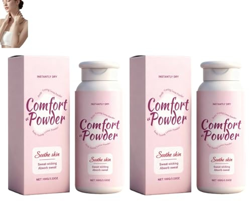 Komfort Pulver | Förstenande Kroppspulver, Torkar omedelbart, Svettavledande och Absorberande, Lugnar Huden, Intim Zon Och Hela Kroppen (2 st)