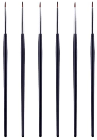 NULYLU 6 St Portabelt Ögonpenselset för Eyeliner Tunn Detaljrik Makeupborste med Ergonomiskt Handtag för Linjekontroll för Hem Salong och Resor