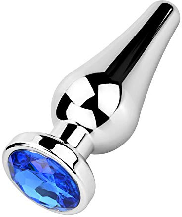 Roluck Tapón anal con juego de púas pequeño, mediano y grande, de metal, kit con maravillosos colores de diamante fetiche (azul, M)