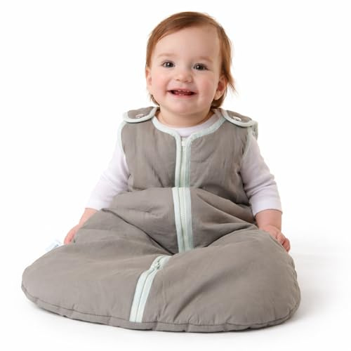 Baby Deedee Sleep Nest Original - Baby Sleep Sack 2.5 TOG 0-6 Months, Winter Sleeping Bag with Soft Cotton & Patented Shoulder Snaps, Wearable Blanket for Boy Girl Infant Toddler, Gray Lagoon