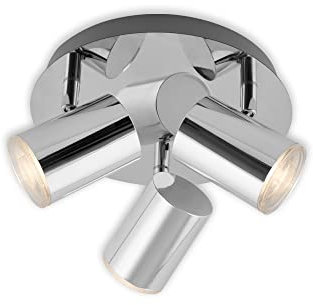 BRILONER - Spot de plafond, éclairage de salle de bains, lampe de salle de bains, plafonnier, projecteur orientable et inclinable, 3x LED/GU10, IP44, chromé, 210x112mm (DxH)
