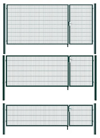 Aileenstore Gartentor Zauntor Einfahrtstor Stabmattenzaun Doppelflügel Grün 3,5 m Breite, Größe:2000 x 3500 mm