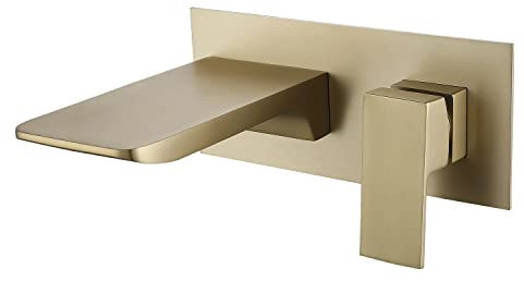 SJQKA Robinets de lavabo muraux en laiton cascade pour baignoire (doré brossé)