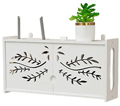 MNBVH Mensola per Router da Parete, Scatola di Immagazzinaggio per Router WiFi, Cavi, Prese ECC, Scaffale Router WiFi da Parete Scatola per Nascondi Vari Cavi TV, Decoder, Router etc (Color:C)