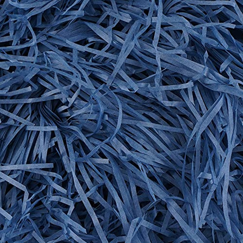 Shredded Kraft Tissue Paper, Raffia for Gift Box Filling Christmas, Easter Gift Hampers, Hamper Filling, Basket Filler, Packaging Filler 500g Dark blue
