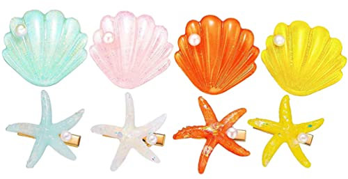 Minkissy Lot De 8 Barrettes À Cheveux En Coquillage Thème Sirène Accessoires Pour Cheveux De Filles Pour Femmes