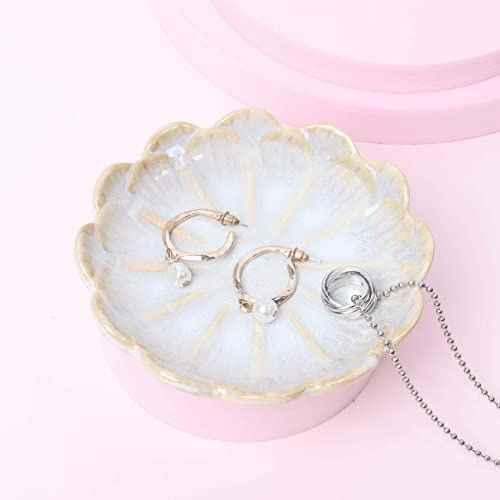 Piatto di ceramica per gioielli, piatto per gioielli, vassoio per gioielli, piatto di gioielli per anelli, orecchini, collane, regali per donne, compleanno, matrimonio, fidanzamento, regalo bianco