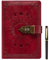 Tagebuch mit Schloss für Frauen/Männer, geheimes Tagebuch für Mädchen, A5 Notizbuch mit Stift Set, nachfüllbares Leder Journal Schreiben Notizbuch mit Stift, Größe A5(8.5 × 5.9 Zoll) Wein rot