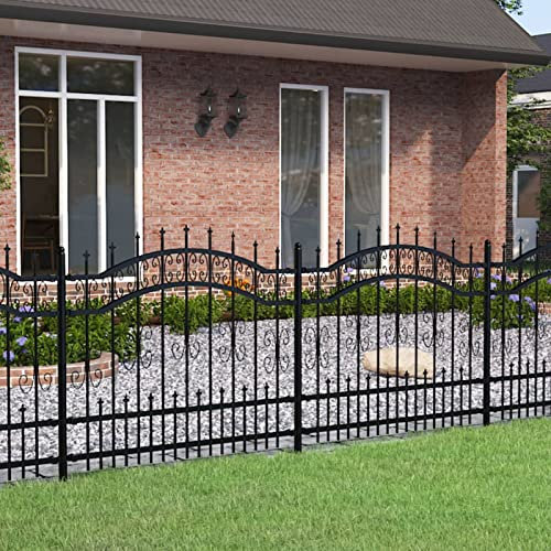 Homgoday Gartenzaun mit Speerspitzen Zauntor Schmuckzaun Metallzaun Zaun Zaunelemente Stahlzaun Gitterzaun Schwarz 140 cm Stahl