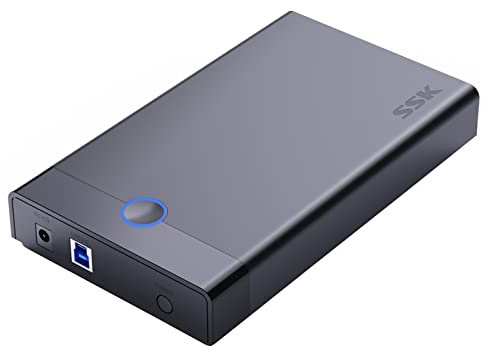 SSK 3,5 Festplattengehäuse, USB 3.0 zu SATA HDD Caddy für 2,5 3,5 Zoll SATA SSD/HDD bis zu 20 TB, werkzeugloses externes Festplattengehäuse-Lesegerät, unterstützt UASP Trim