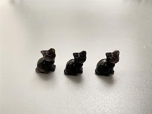 VIE Black Obsidian Mini Cat, 1.5x1cm