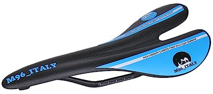 Msport Sillín de bicicleta de carretera de carreras y MTB de fibra de carbono súper ligera 95g +/- azul mate