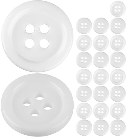Boutons pour vêtements, 24 pièces, 4 trous, Ø 17,8 mm, en blanc, en polyester, taille 28L, Boutons en résine pour veste, manteau, chemise, polo, œil DIY en résine, attache pour jeans à enfiler