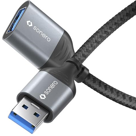 Sonero® USB-A auf USB-A Datenkabel, Verlängerungskabel, USB Kabel Typ A, USB 3.0, 5GB/s, space grey/schwarz, 1,00m
