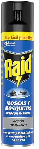 Raid Spray Insecticida - Aerosol para moscas y mosquitos, Frescor Natural. Eficacia inmediata. Unidad, 400ml