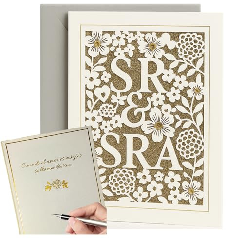 Tarjeta felicitacion boda, Sr&Sra. elegante y clásica, espacio personalizable para dedicatoria, regalos de boda para los novios, regalar dinero boda, sobre dinero boda para novios