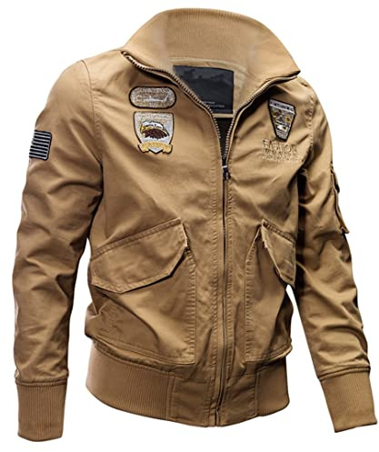 Hombres Invierno Fuerza Aérea Ejército Piloto Bombardero Táctico Cargo Militar Chaqueta Algodón Vuelo Chaqueta Abrigo Khaki M