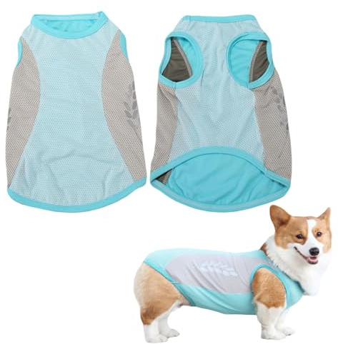 Dog Cooling Vest,1PC Breathable Mesh Dog Cooling Jacket Coat with Reflective Strip,Elastic Sun-proof Ice T-Shirt for Small Medium Large Dogs Outdoor Activities (Blue, XXL)