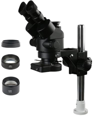 Mikroskopzubehör 3,5- bis 90-facher Simul-Focus-Stereomikroskop mit kontinuierlichem Zoom, passend for Löten von PCB-Schmuckreparaturset, 32-mm-Säule, 76-mm-Halter