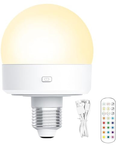 Lampadine ricaricabili - Lampadina di emergenza, Lampadina LED portatile | Lampadina a batteria dimmerabile E26, lampadina wireless con telecomando, lampadina LED senza fili con 3 colori selezionabili