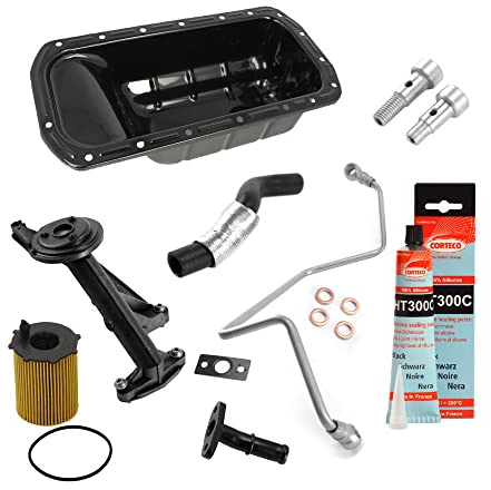 Kit de montage Turbo avec Carter Crépine Filtre à Huile et Tuyau Durite compatible pour BERLINGO C2 C3 C4 C5 XSARA PICASSO 206 207 307 308 407 1007 3008 PARTNER 1.6 HDI 110CV - 101866