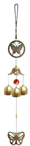 IKOPFLN Campanello casa decorazioni giardino per esterno Campanelli a vento con campanelli musicali, artigianato con pendolo in metallo per uso esterno, campane a vento, Farfalla (Bronzo rosso)