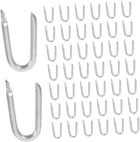 GARVALON 200pcs Wire Mesh Fence Dowels U-Shaped Nails Heavy Duty Fencing Staples Metal Construction Wood Fencing Nails Sharpness