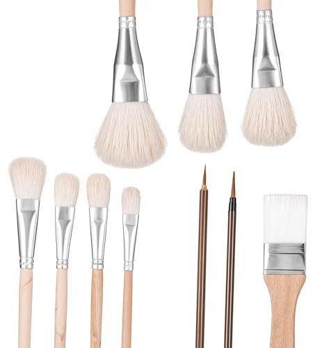 10 Pcs Pottery Glazing Brushes Painting Goat Hair Blending Brush Mop Brush for Acrylic Set Underglaze Paintbrush Soft Bristle Artist Tools Watercolor Paintbrush for Oil Acrylic Pottery Wheel Canvas