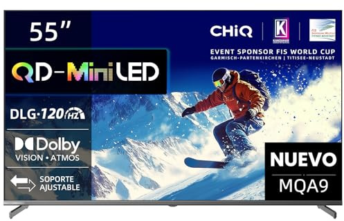 CHiQ M55QA9 55 Pollici 4K Mini QLED Smart TV, 60Hz MEMC & Local Dimming, Dolby Vision & Atmos, HEVC Main 10, DLG 120Hz* (Migliorato via software), HDR10