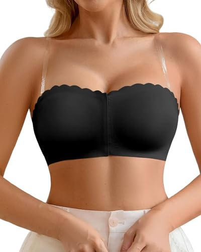 CheChury Femme Soutien Gorge sans Bretelles Grande Taille sans Armature Bretelle Multiple Soutiens-Gorge Femme Invisible Bandeau Brassiere avec Coussinets Bralette sans Coutures Anti-dérapant Silicone
