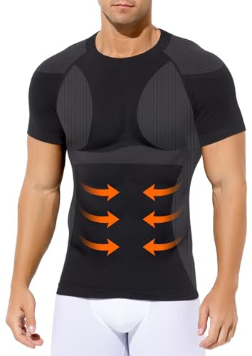 Casey Kevin Camisa Compresión Hombre Manga Corta, Faja Reductora Compresión Adelgazante para Hombre, Camisetas Interiores Delgadas para Abdominales Body Shaper