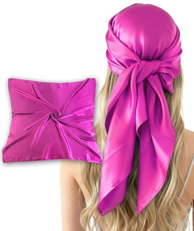 CHUNG Women Satin Scarf Solid Colors Large Headscarf Silk Bandana | 90 X 90 cm Bandanas Soft Lightweight Headscarf for Women Hair Decor, Summer Accessories
