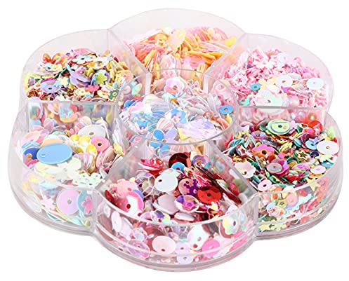 Generic Ensemble de Confettis Brillants à Paillettes, pour L'artisanat de Bricolage, Boîte de Décorations de Fête pour Accessoires Vestimentaires
