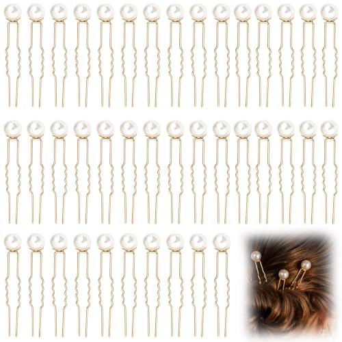 40 Épingles Cheveux Perle Blanche - Mariage U 7.5cm Durdiiy | 40 Épingles À Cheveux Mariage Perle Blanche 12mm. Pince Cheveux Forme U 7.5cm Pour Coiffure De Mariée, Soirée Et Quotidien.