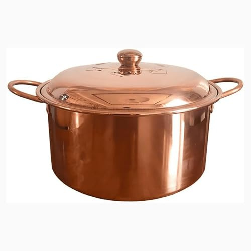 Pentola in Rame Fatta a Mano (24/26/28 cm) - Pentola per shabu-shabu/zuppa di Montone in Stile Cinese, Adatta a fornelli a Gas e a induzione, Ideale per intrattenere Gli Ospiti.