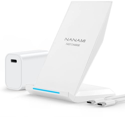 NANAMI Fast Wireless Charger, Induktive Ladestation mit 20W USB C ladegerät für iPhone 17 16 15 14 13 12 11 Max XR Pro Mini, 10W Kabelloses Ladegerät für Samsung Galaxy S26 S25 S24 S23 Plus Ultra