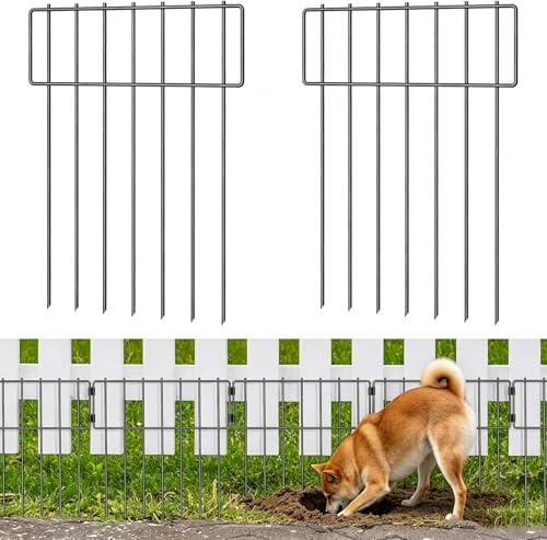 20 Pack Animal Barrier Fence, 16.7 Inch(H) X 20 Ft(L) Dog Fence No Dig, Rustproof Metal Wire Garden Fence Border, Dog Rabbits Ground Stakes Fence for Outdoor.