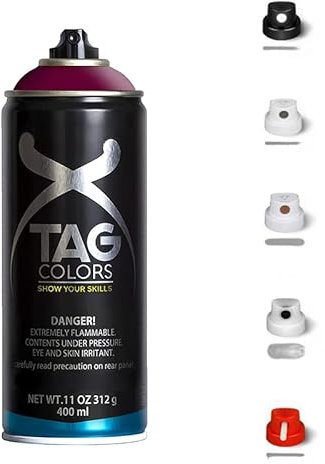 VIRSUS 1 Bomboletta Spray Vernice Acrilica per GRAFFITI Rosso A058 da 400ml + 5 testine per tratti precisi e spessi, finitura opaca coprente, per street artists murales (ORION RED)