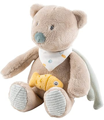 Nattou Mini-Spieluhr aus Polyester, Bär Jules, Wiegelied «La-Le-Lu», Ca. 23 cm, Romeo, Jules und Sally, Beige